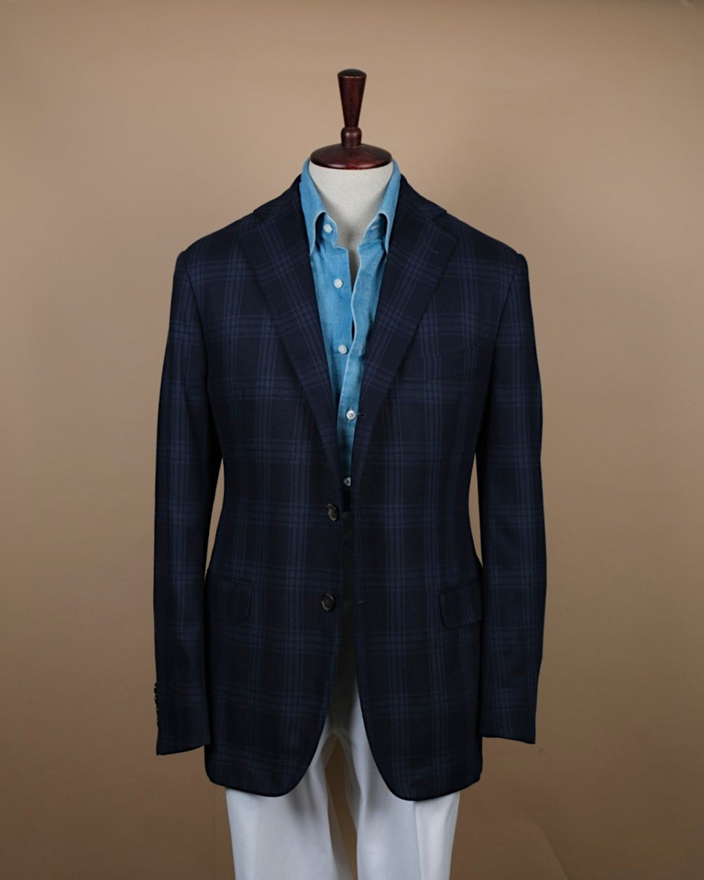 Tipo Navy Plaid Check Silk Sports Jacket