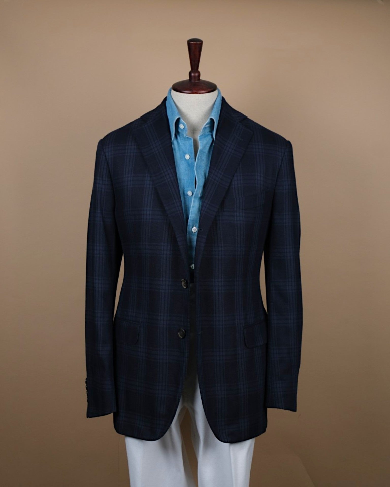 Tipo Navy Plaid Check Silk Sports Jacket