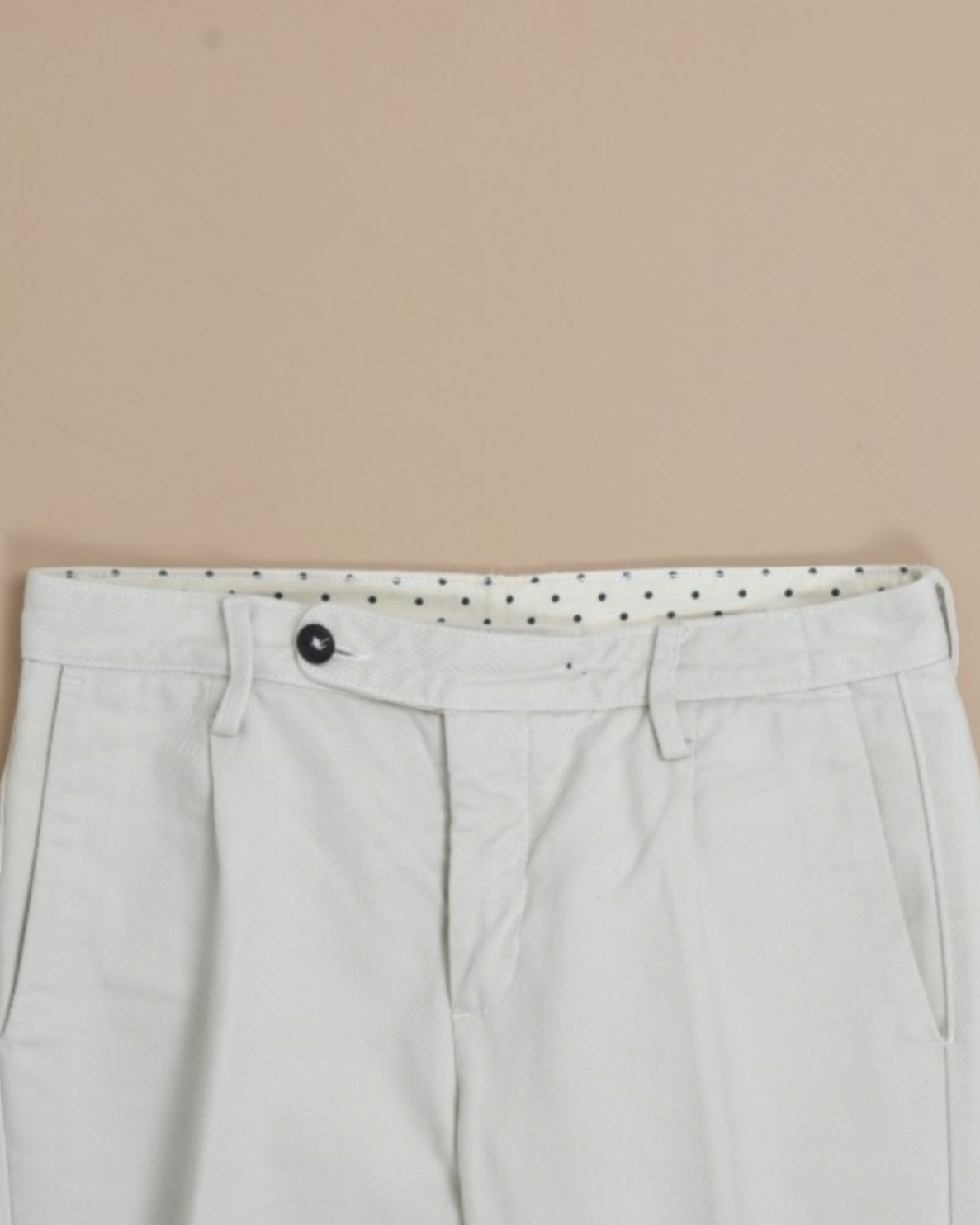 Ivory Heavy Twill Pleated Trousers