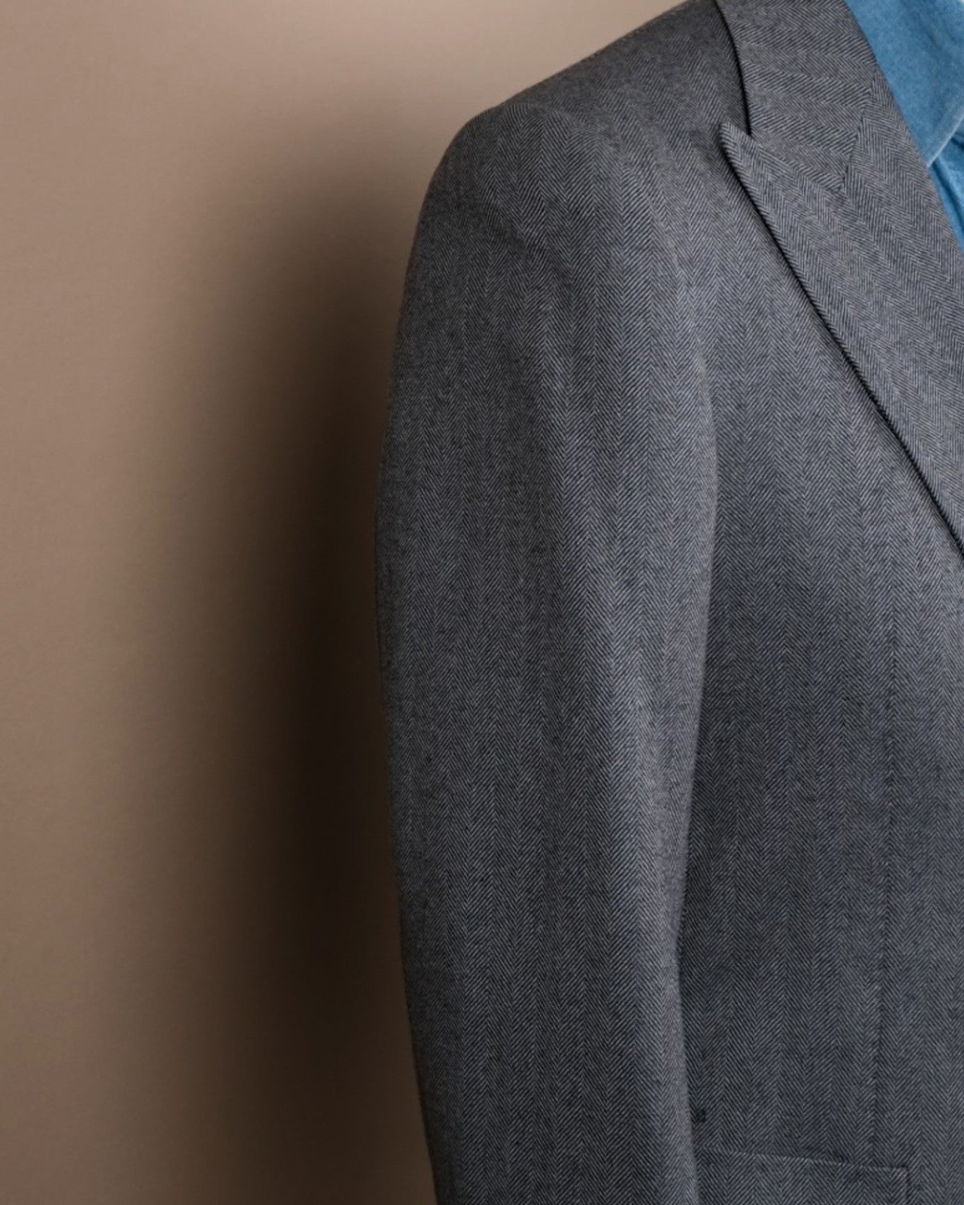 Grey herringbone Wool/Cashmere Sports Jacket