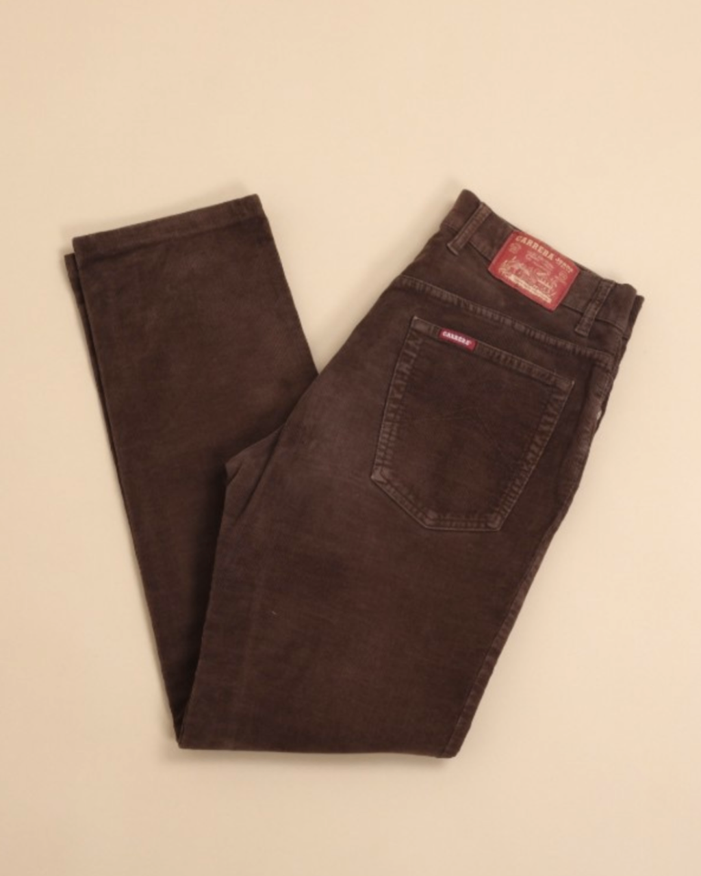 Dark Brown Mid-Rise Cord 5-Pocket Trousers