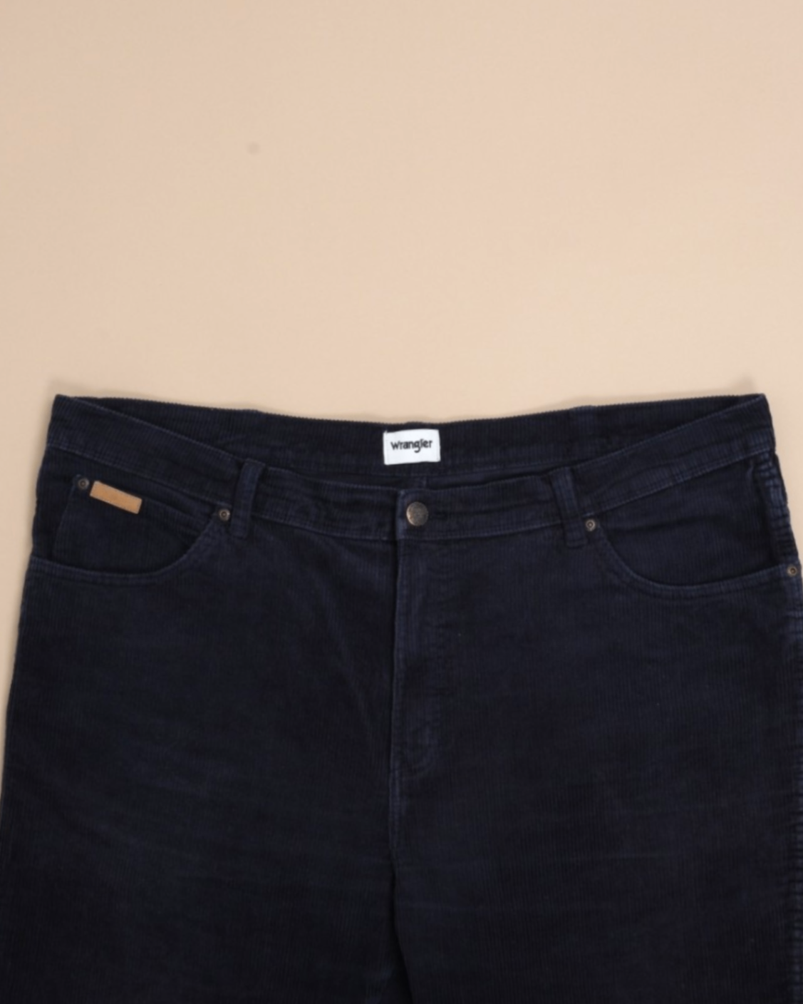 Navy Corduroy High-Rise 5-Pocket Trousers
