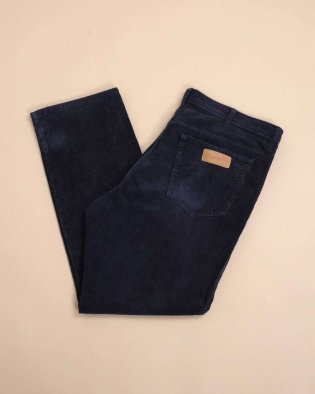 Navy Corduroy High-Rise 5-Pocket Trousers
