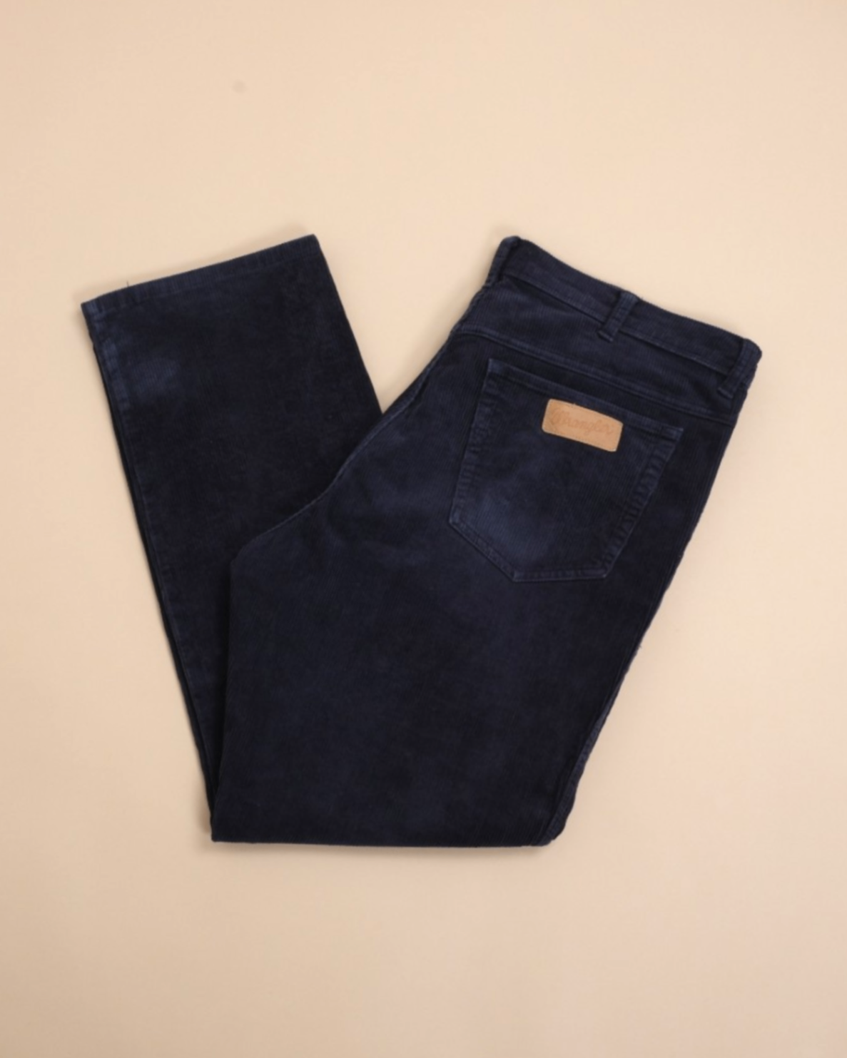 Navy Corduroy High-Rise 5-Pocket Trousers