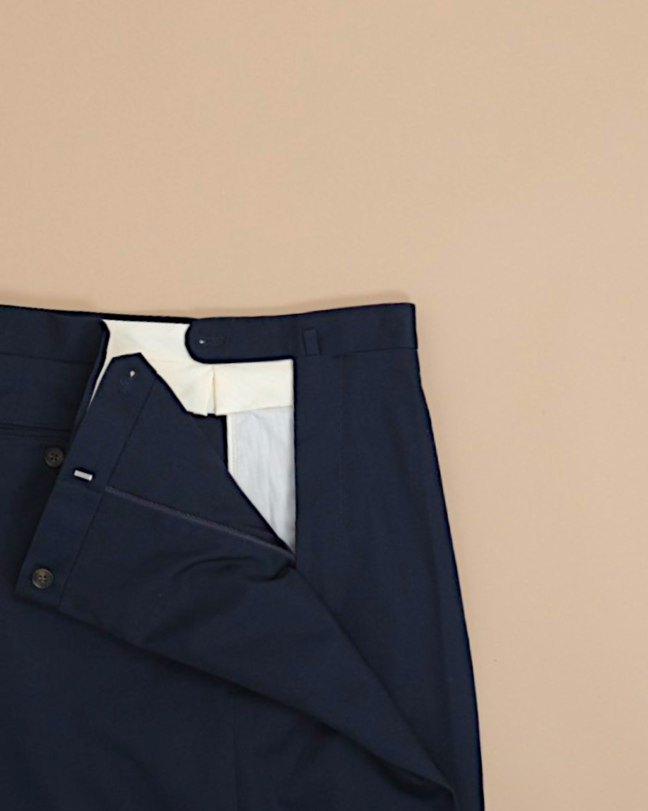 Navy Cotton Twill High-Rise Pleated Shorts