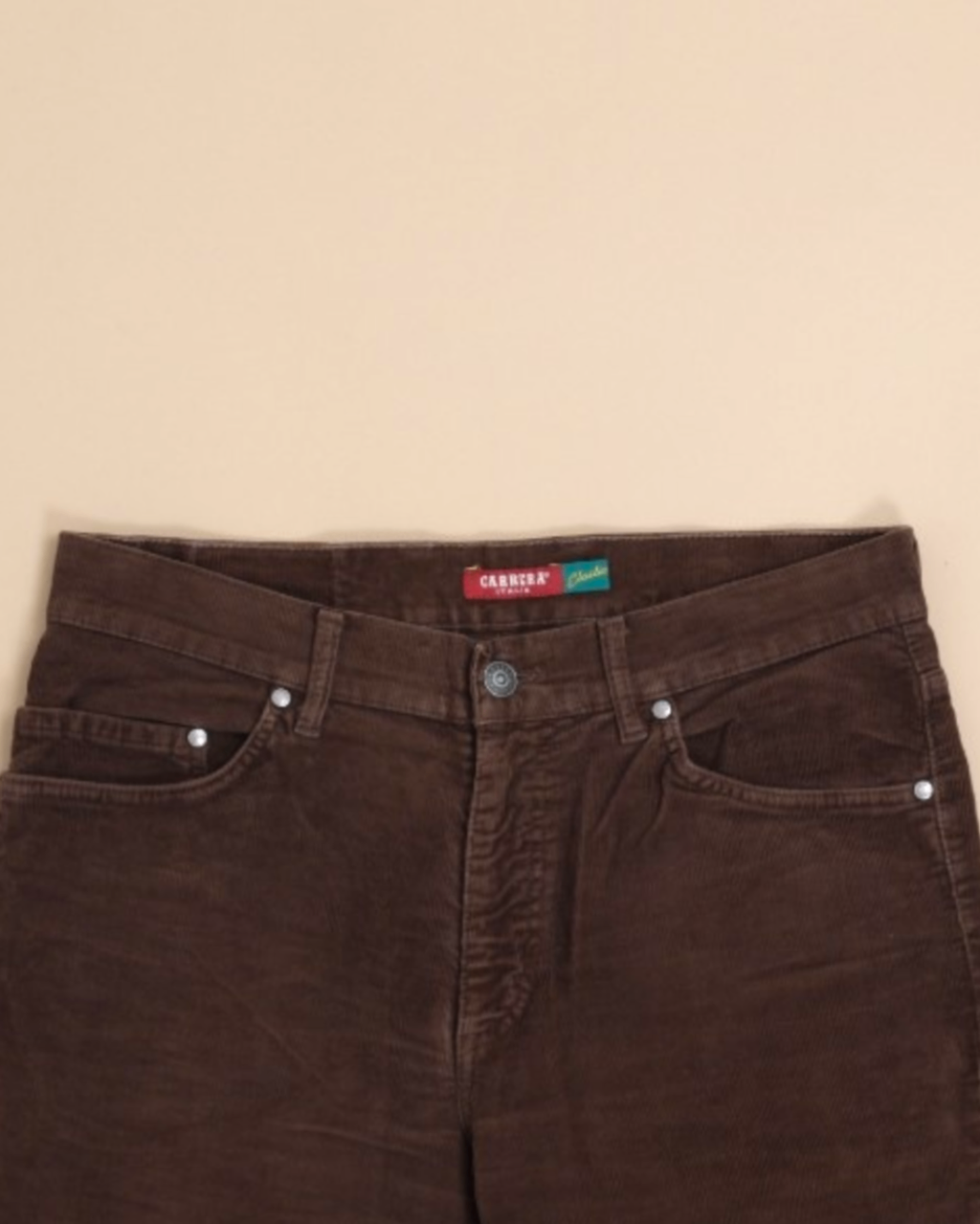 Dark Brown Mid-Rise Cord 5-Pocket Trousers