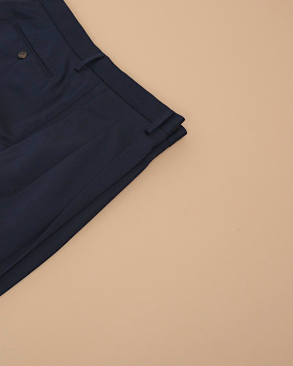 Navy Cotton Twill High-Rise Pleated Shorts