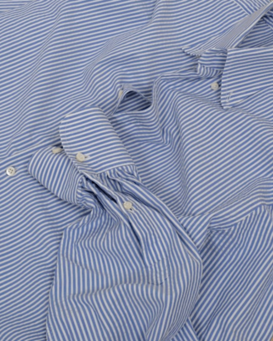 White/Blue Bengal Stripe Seersucker BD. Shirt