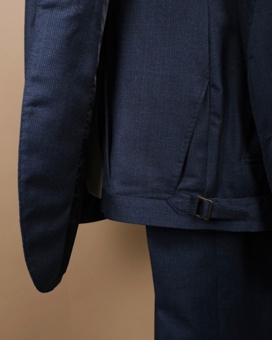 Navy Glen Check Flannel Suit