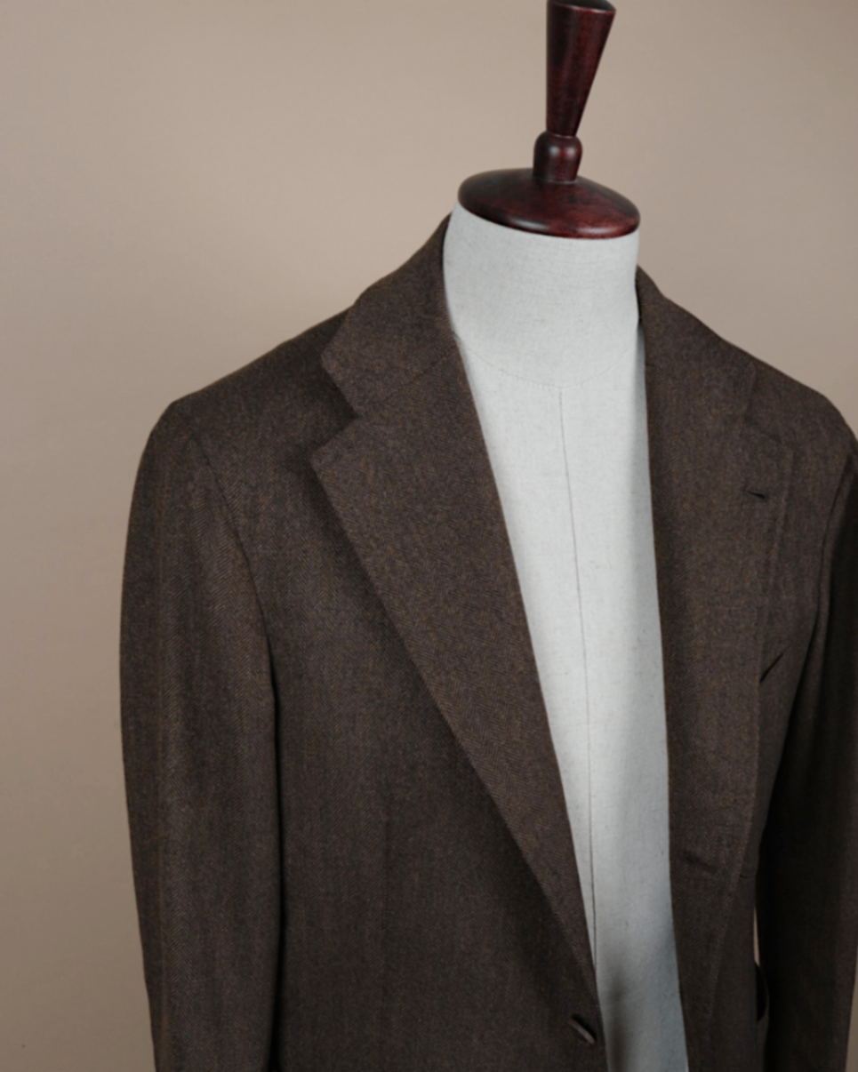 Brown Herringbone LP Wool/Cashmere Sports Jacket