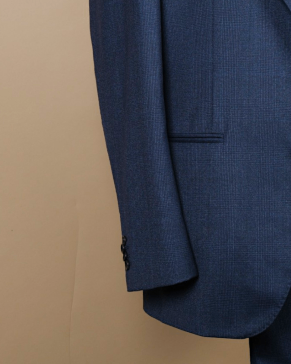 Navy Glen Check Flannel Suit