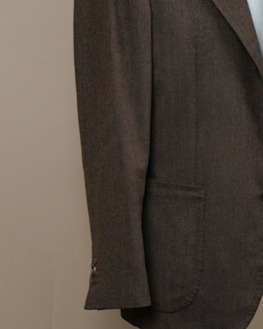 Brown Herringbone LP Wool/Cashmere Sports Jacket