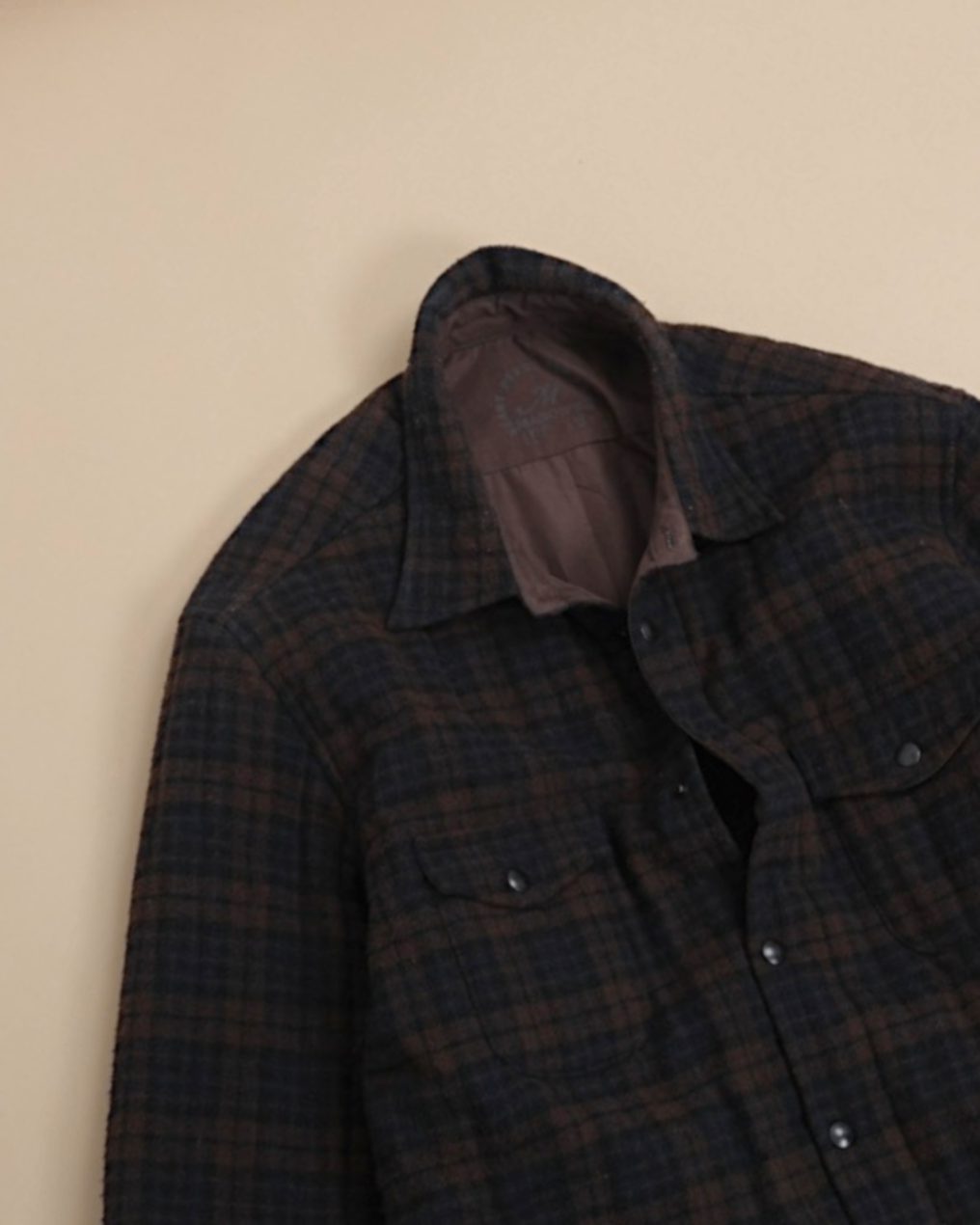 Navy/Brown Plaid Check Overshirt
