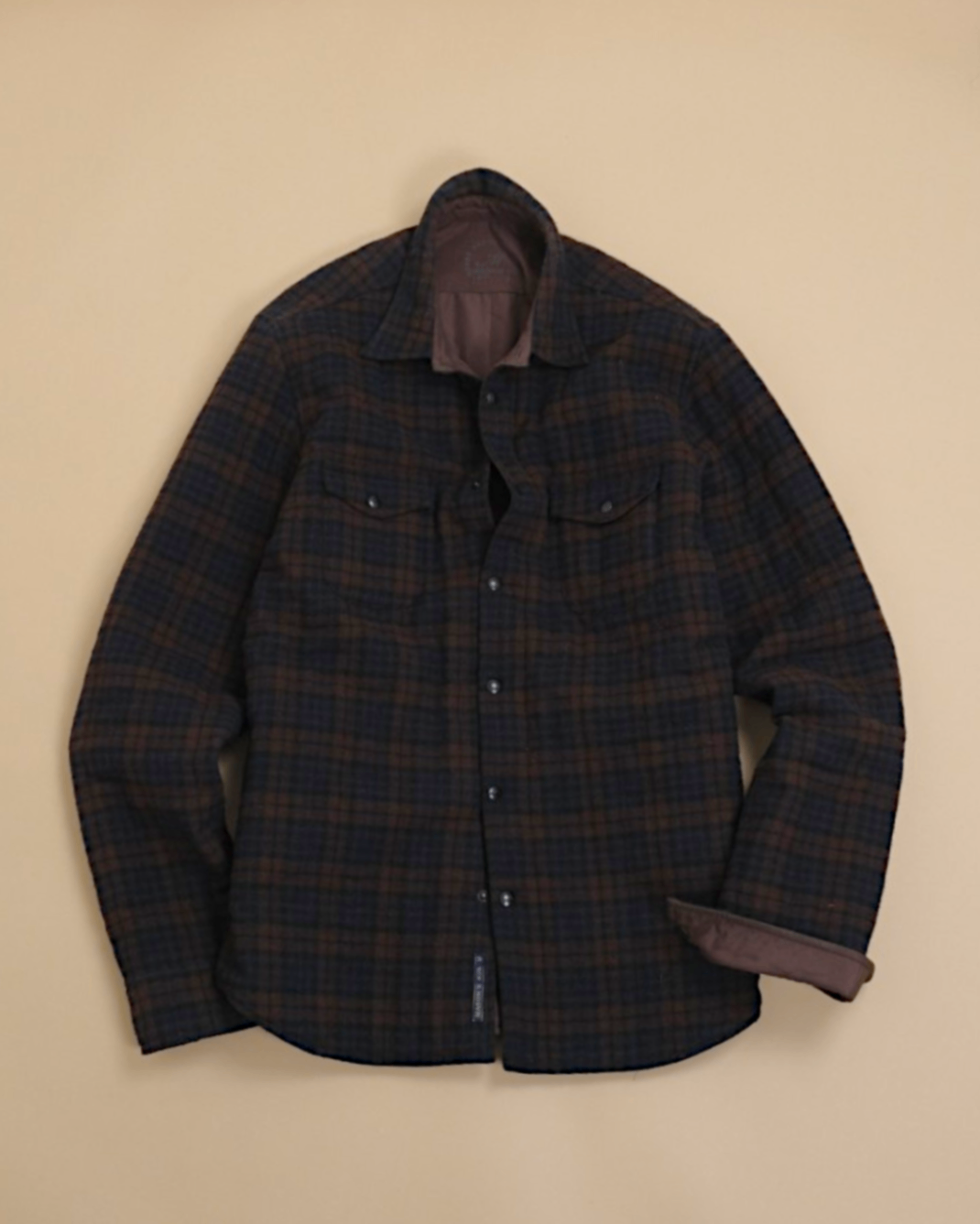 Navy/Brown Plaid Check Overshirt