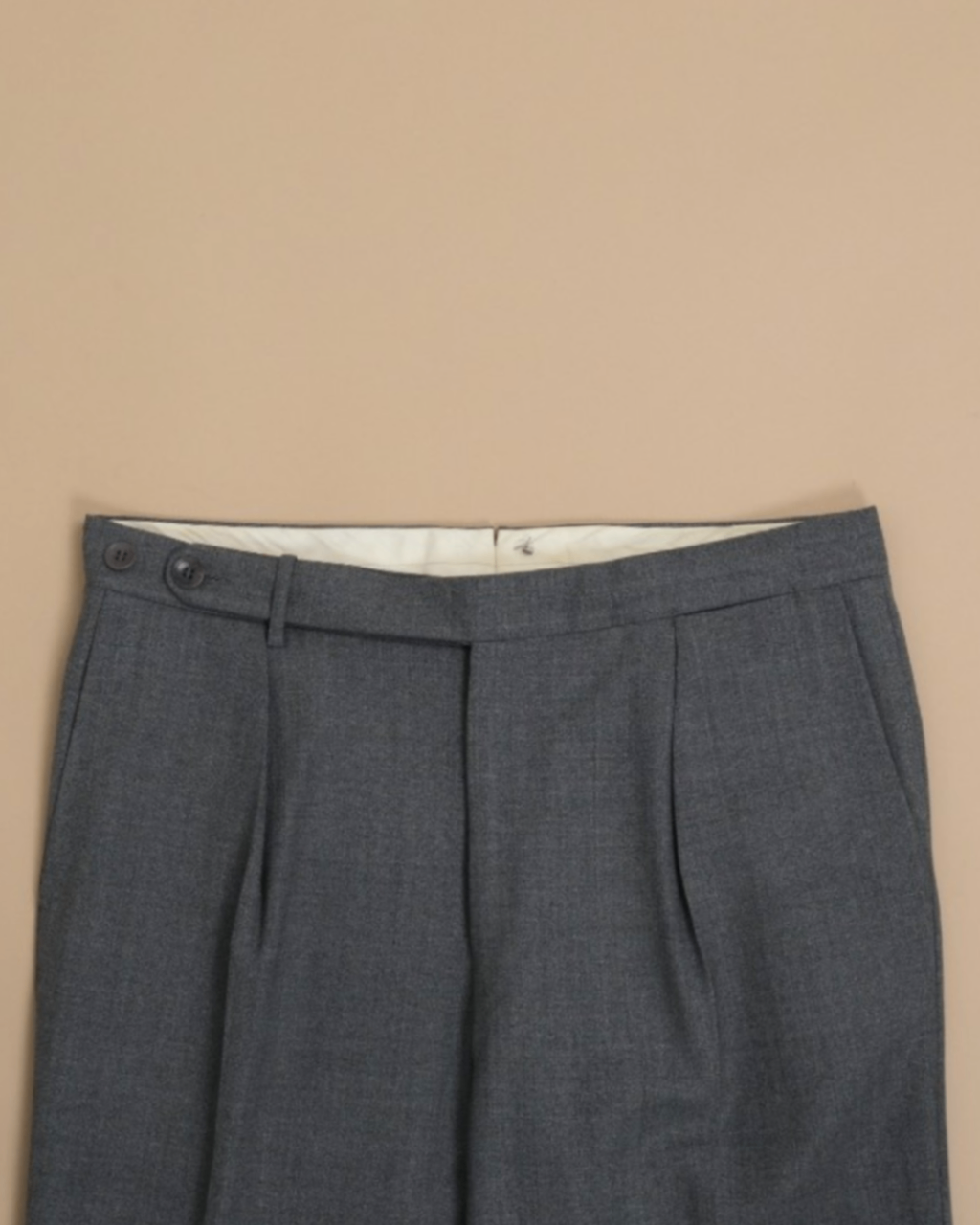 Charcoal High-Twist Virgin Wool Pleated Trousers