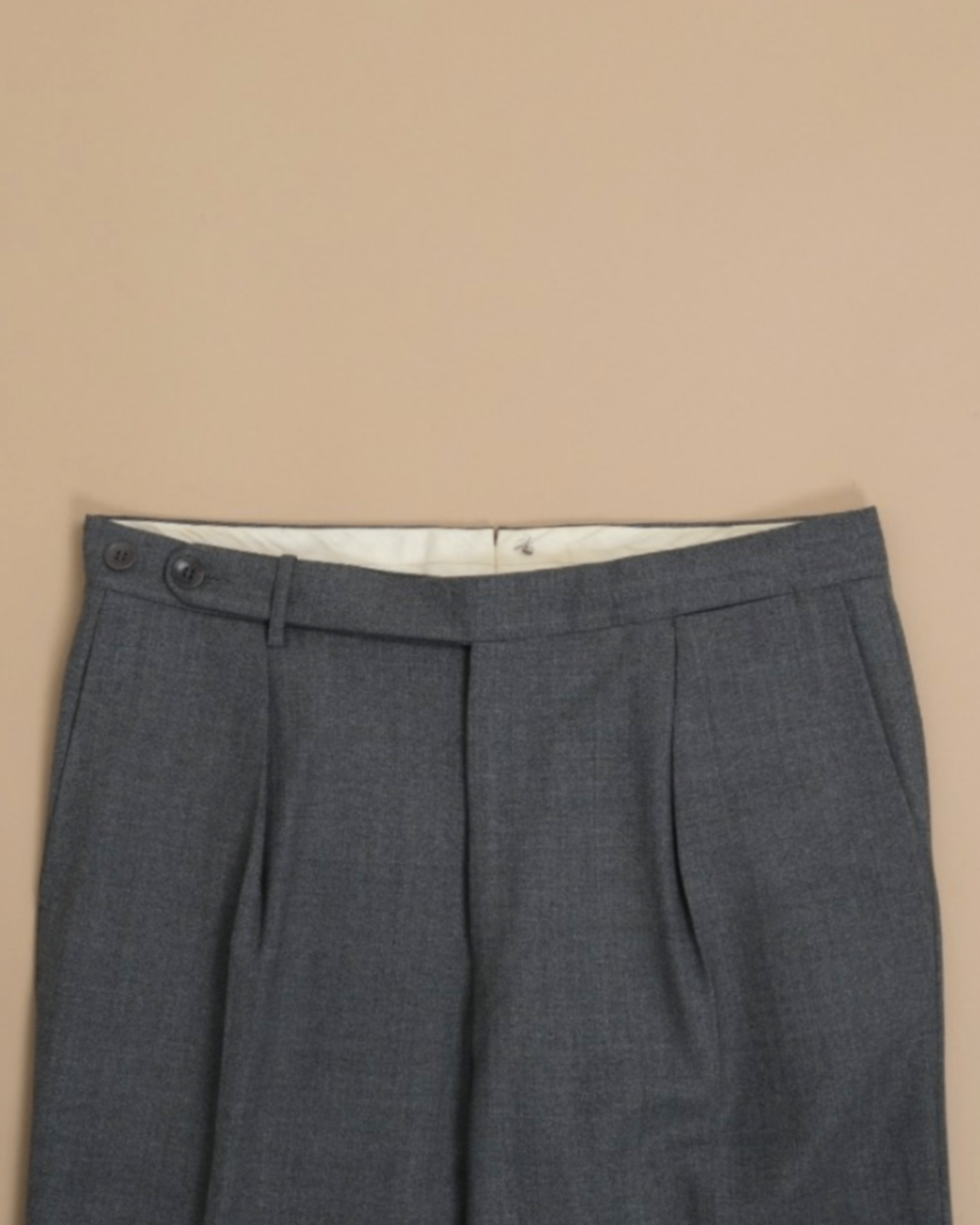Charcoal High-Twist Virgin Wool Pleated Trousers