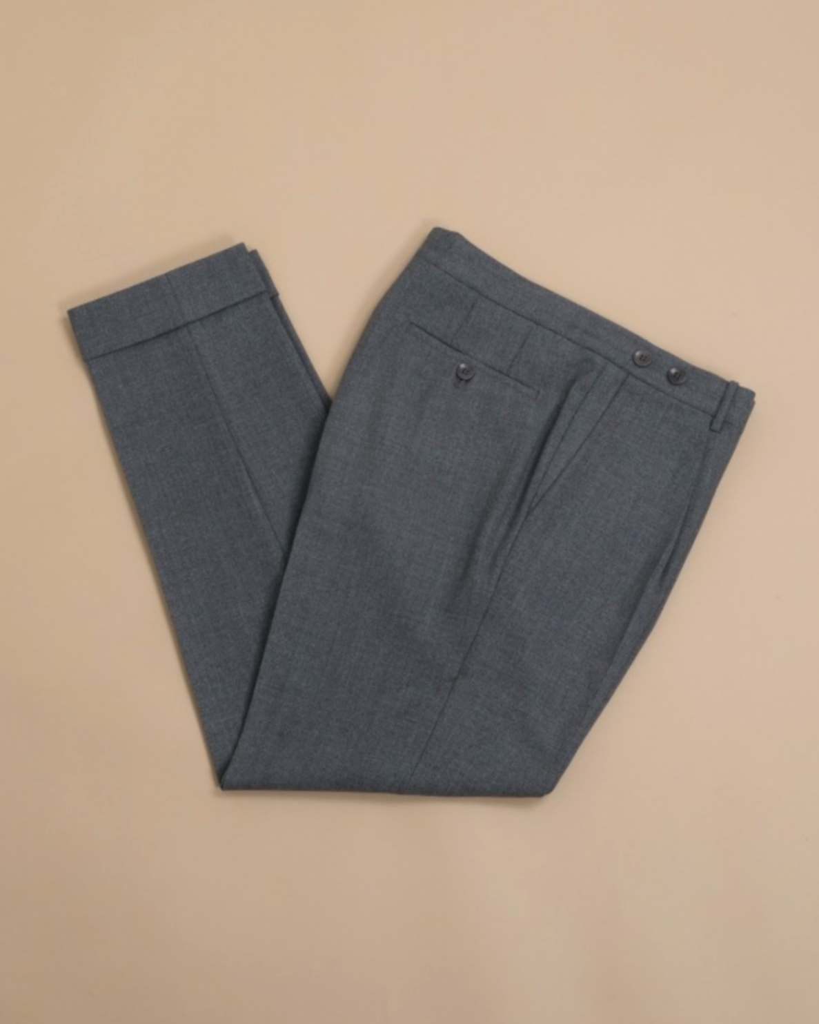 Charcoal High-Twist Virgin Wool Pleated Trousers