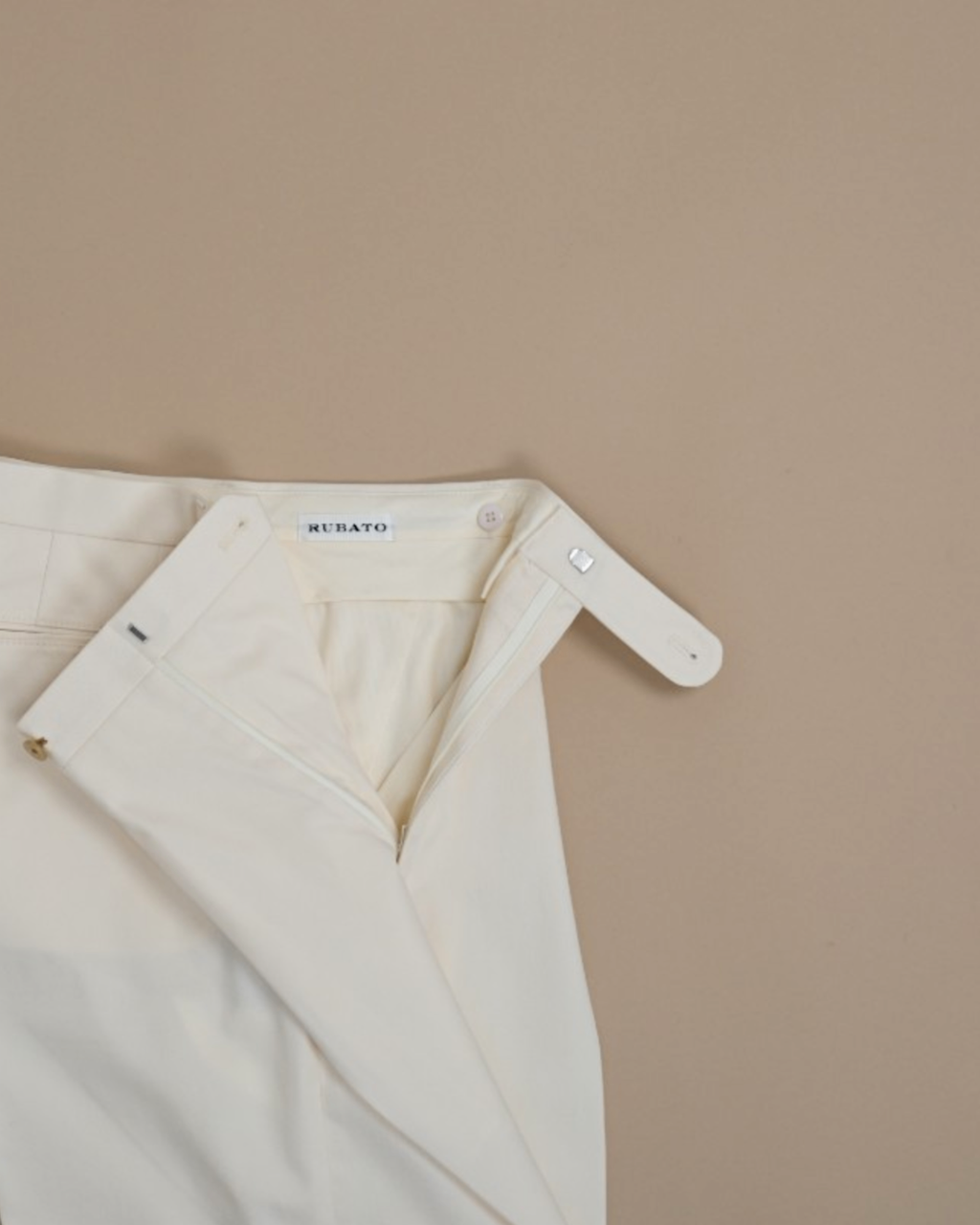 Ivory Cotton Twill High-Rise Pleated Shorts