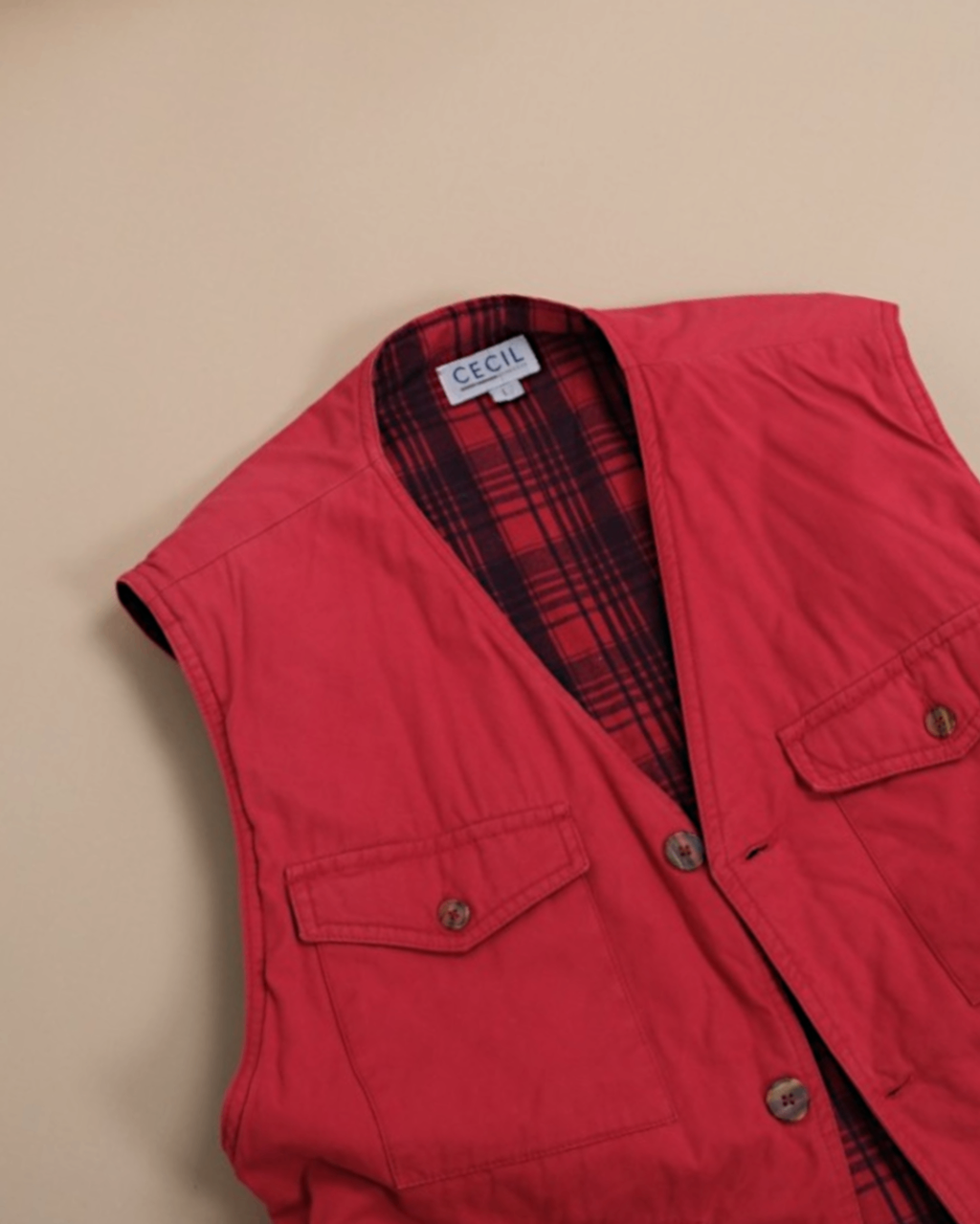 Faded Red Field Canvas Gilet