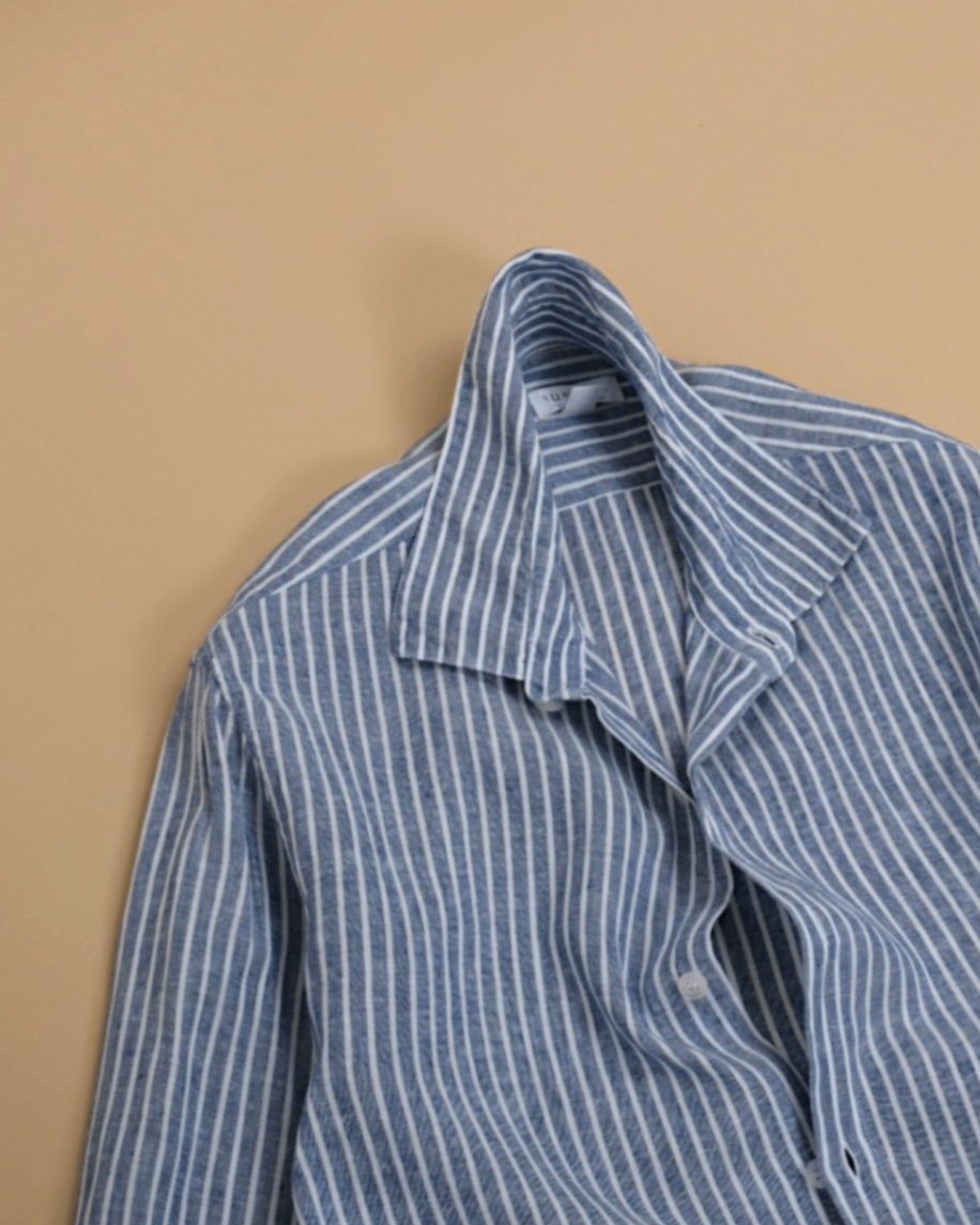 White/Blue Butcher´s Stripe Linen Shirt