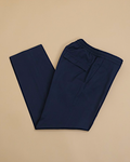 Navy Super 130´s Virgin Wool Pleated Drawstring Trousers
