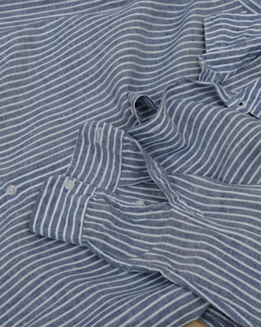 White/Blue Butcher´s Stripe Linen Shirt