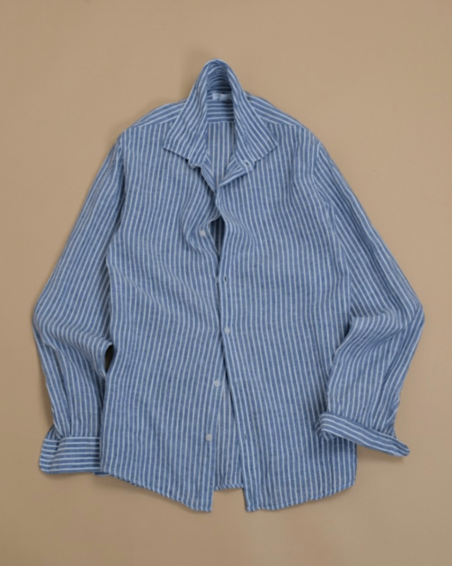 White/Blue Butcher´s Stripe Linen Shirt