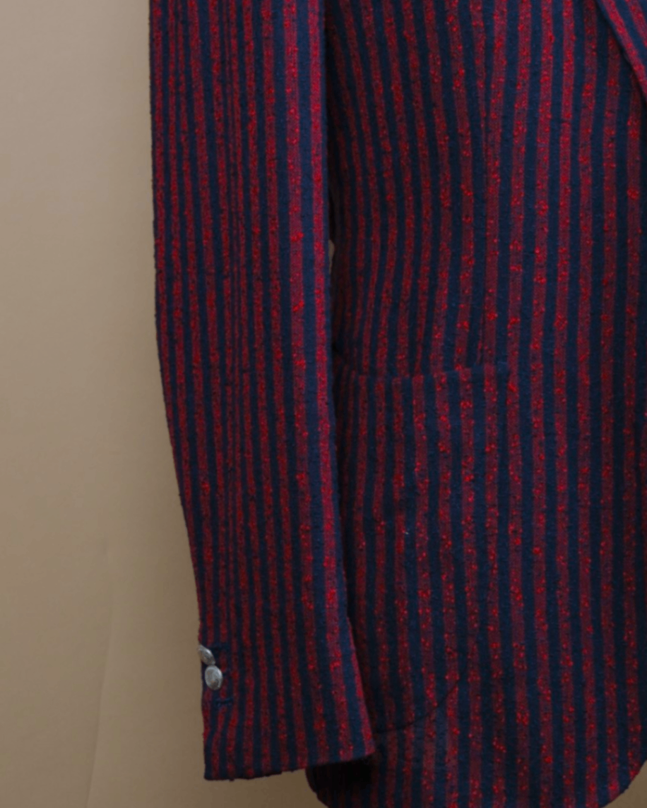 Red/Navy Linen Slub-Weave Club-Blazer