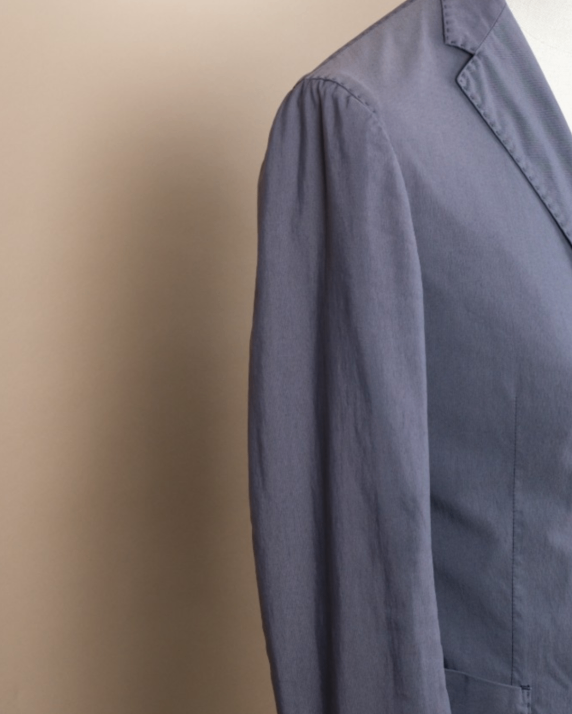 Blue Unlined Cotton Blend Suit