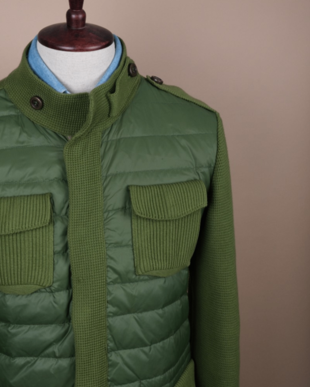 Green Panel-Padded Cardigan