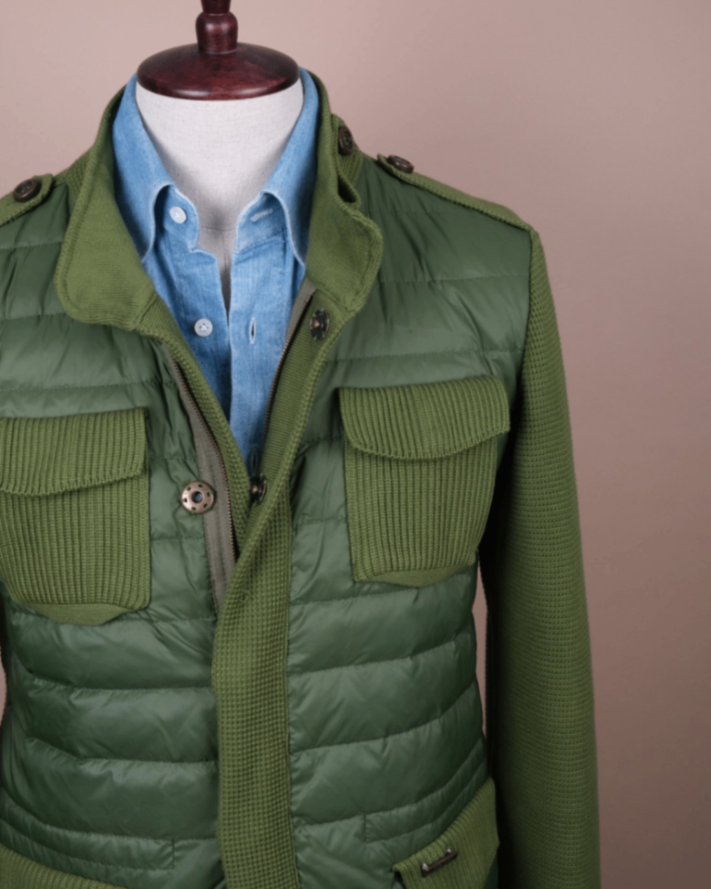 Green Panel-Padded Cardigan
