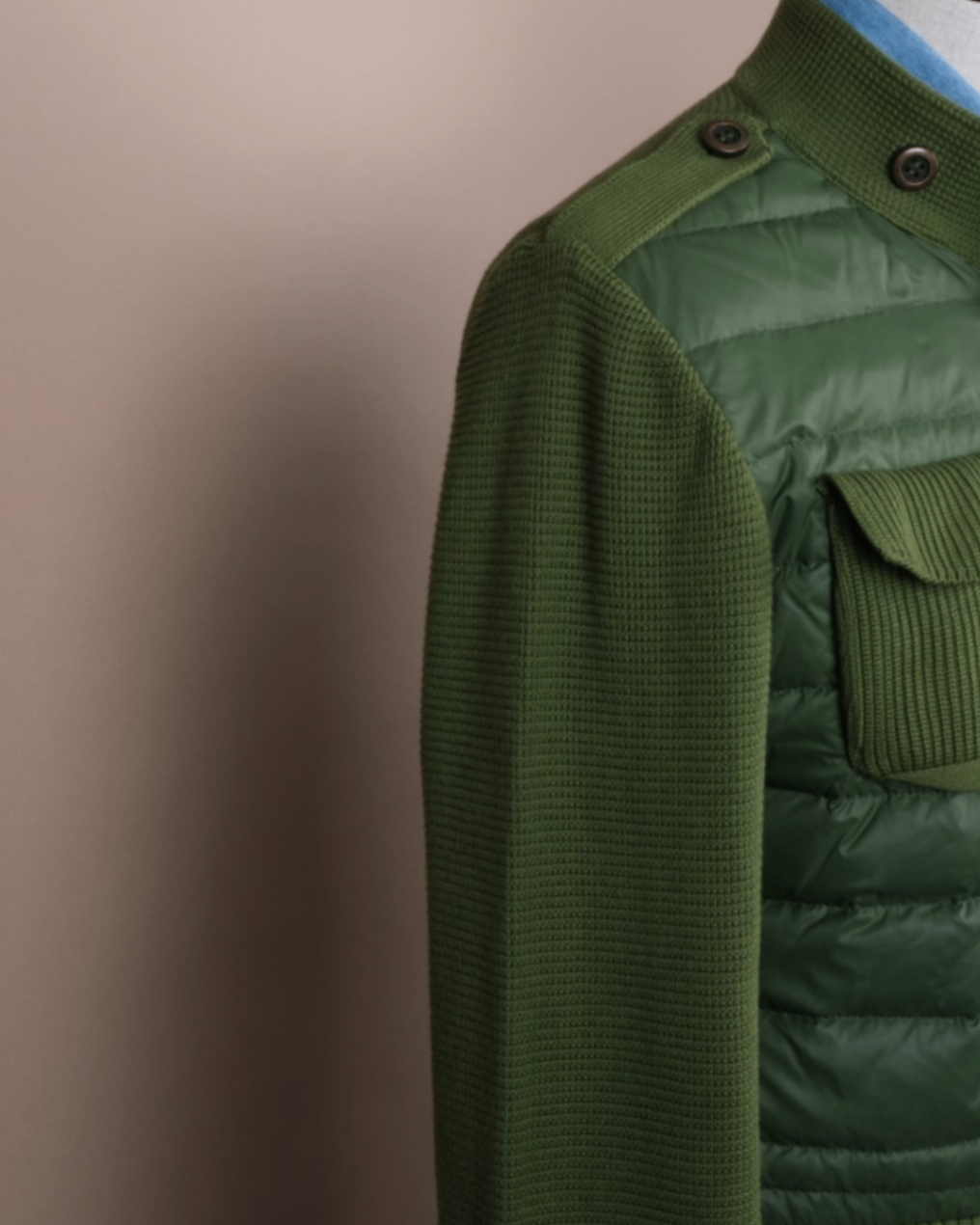 Green Panel-Padded Cardigan