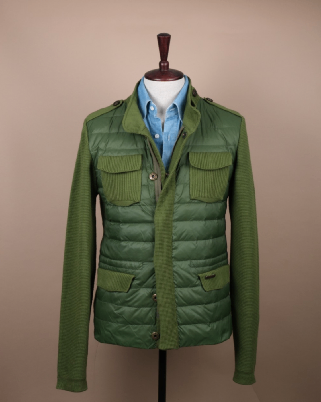 Green Panel-Padded Cardigan