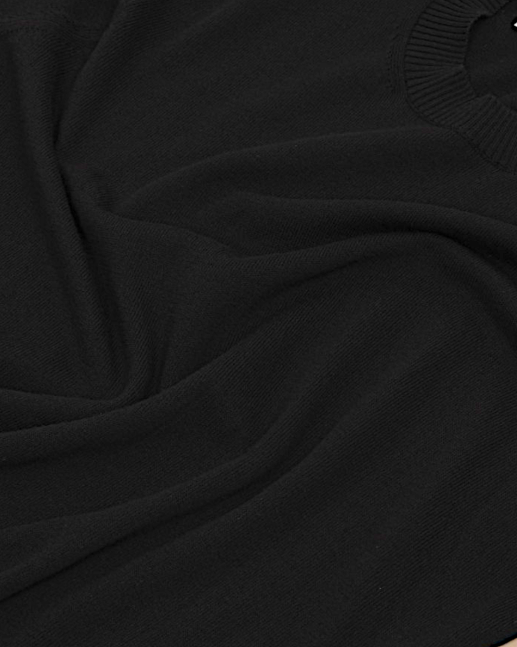 Black Cotton Short-Sleeve Crewneck