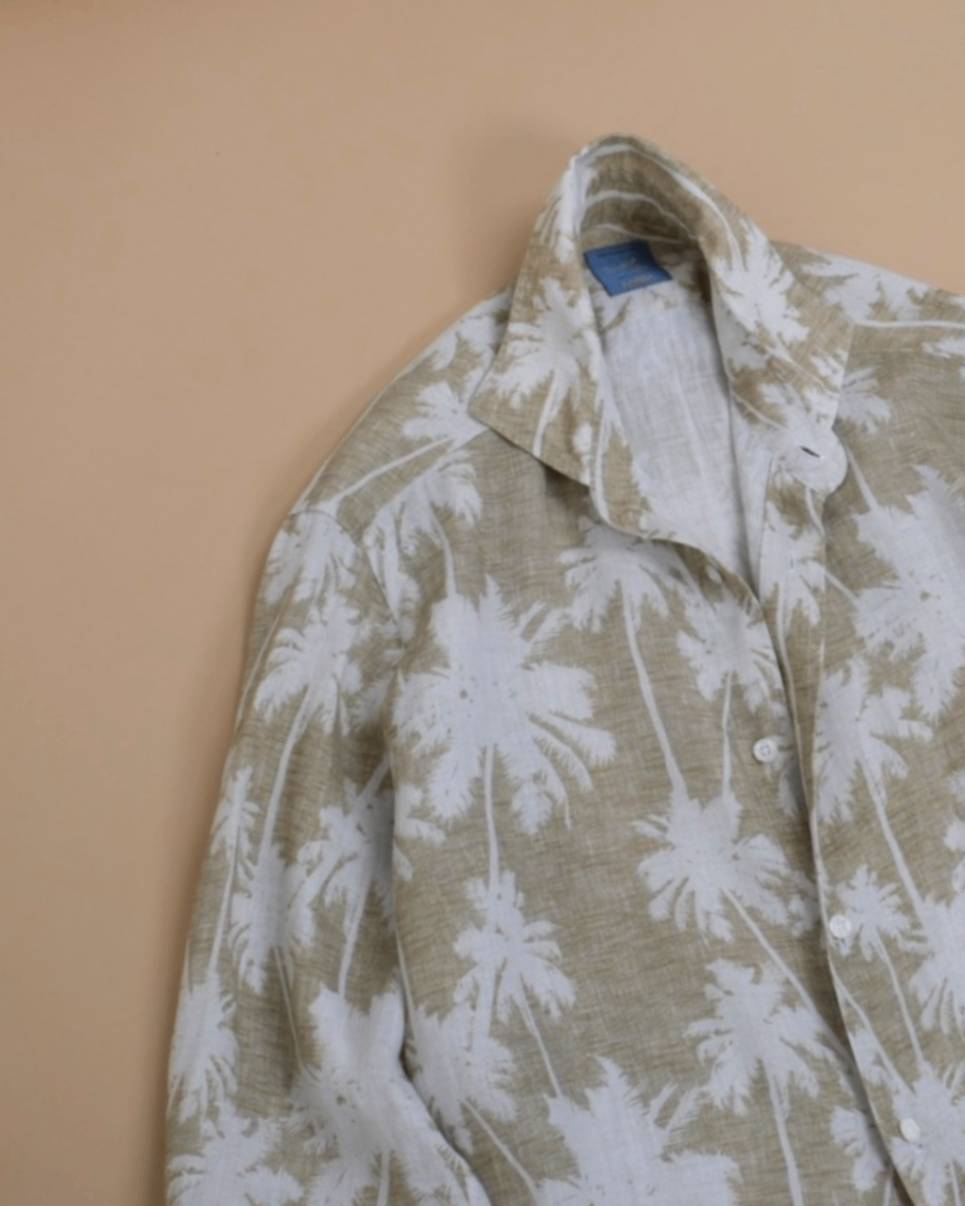 Pale Green "Palm" Linen Shirt