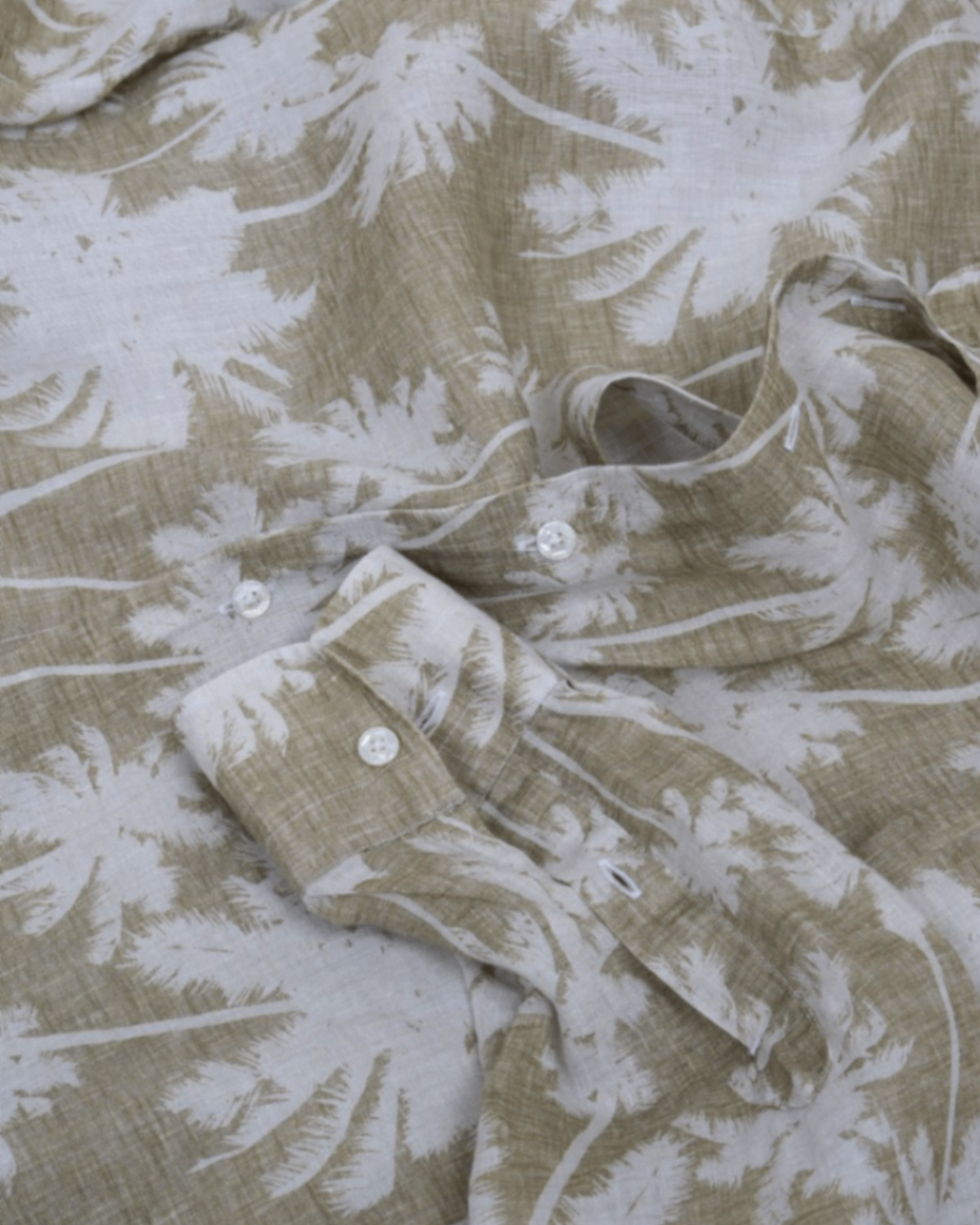 Pale Green "Palm" Linen Shirt