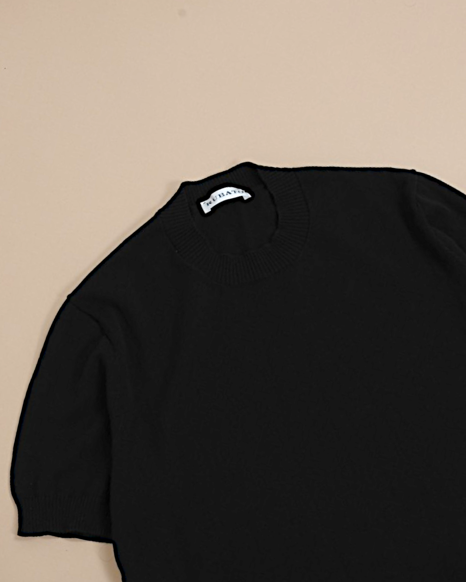 Black Cotton Short-Sleeve Crewneck