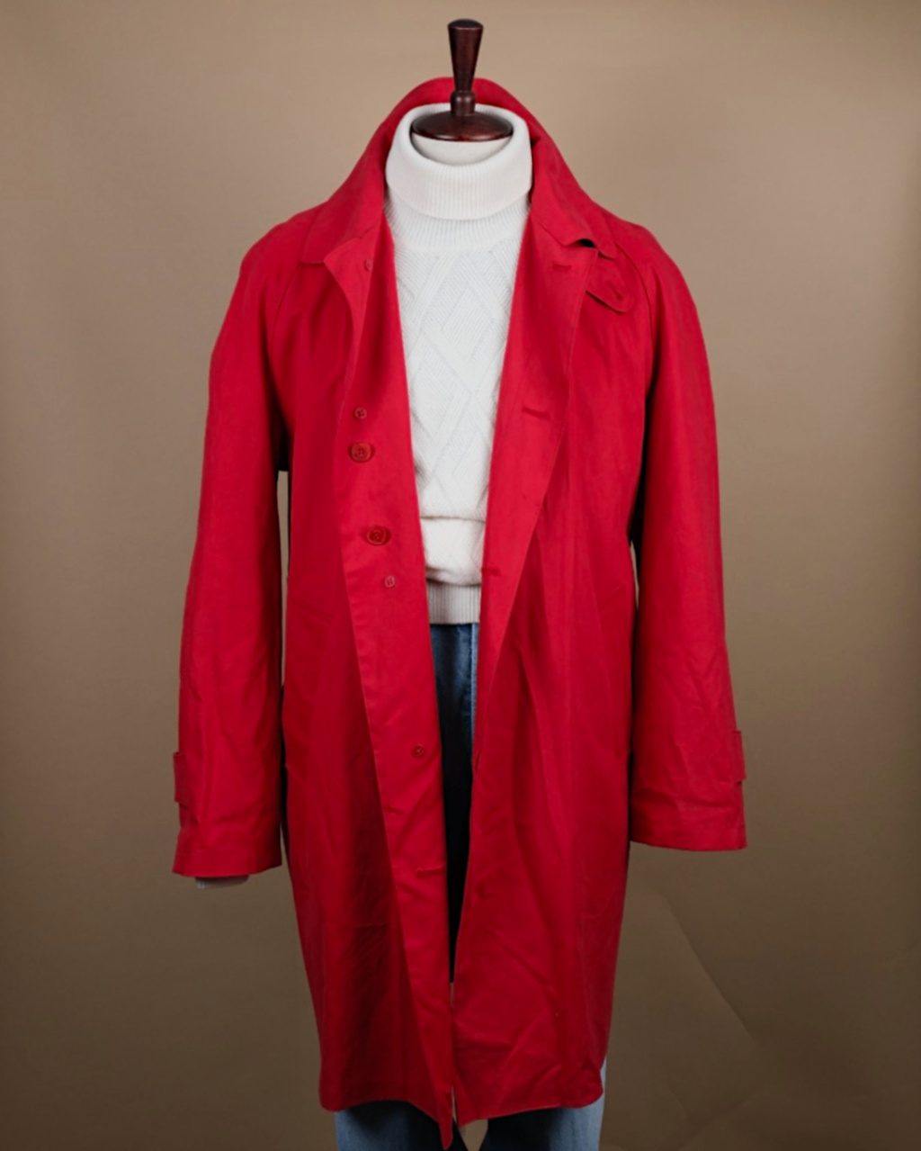 Red Raglan Mackintosh Raincoat