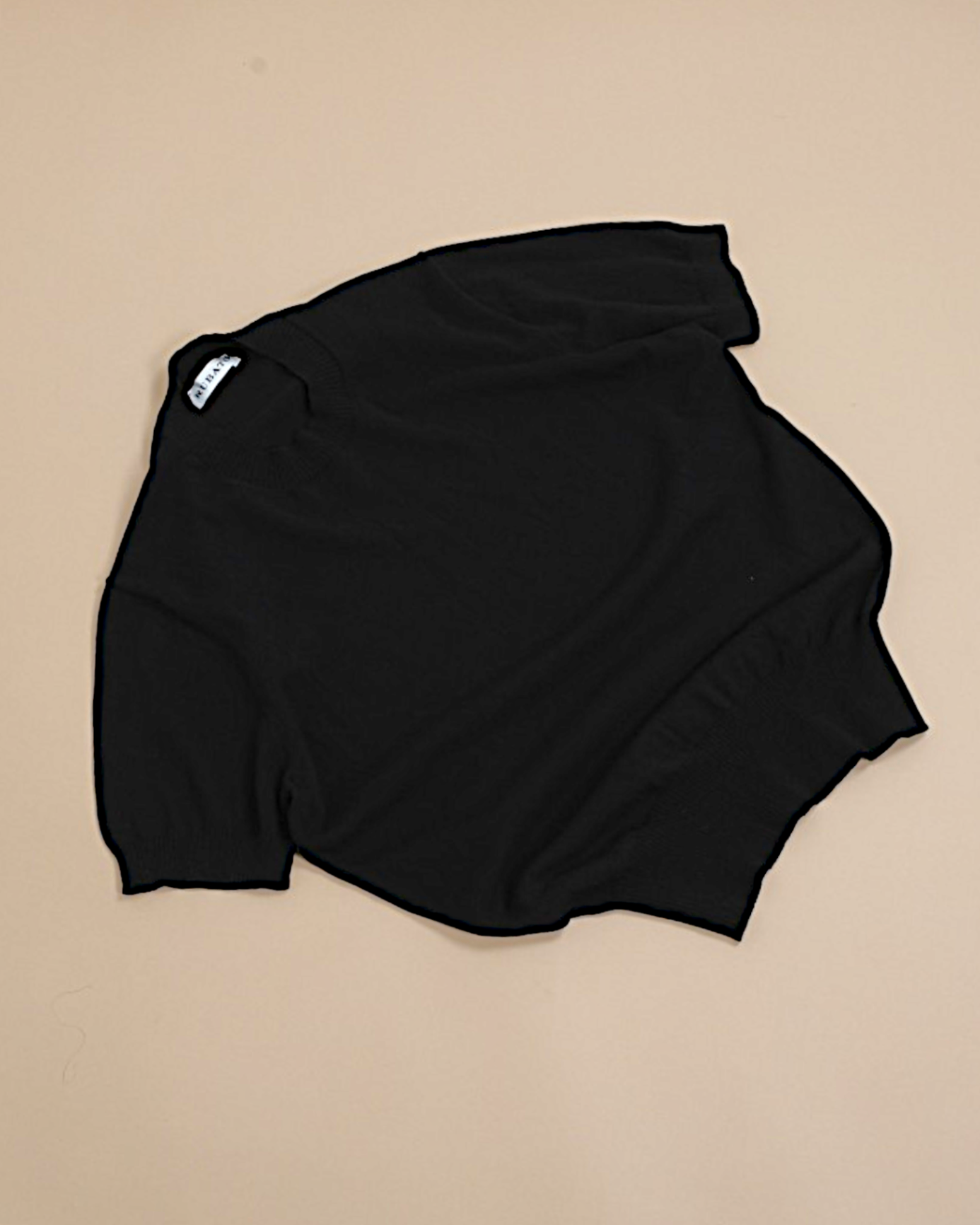 Black Cotton Short-Sleeve Crewneck