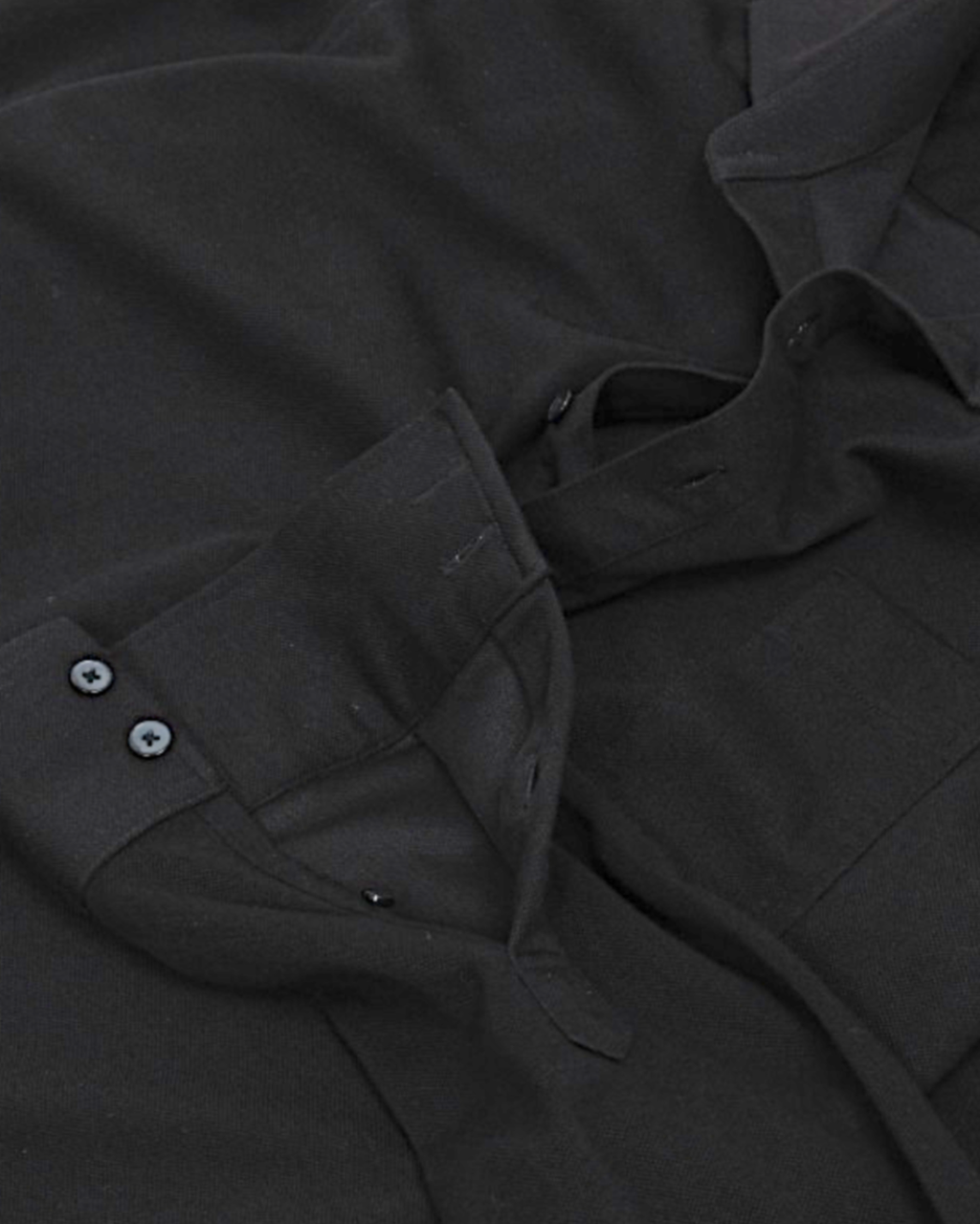 Black Cotton Pique Popover