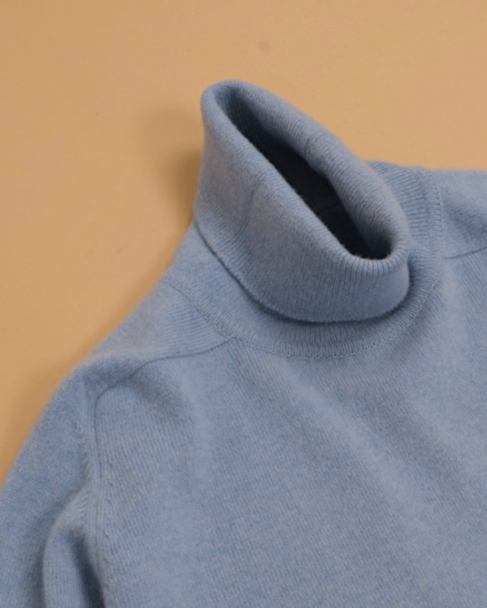 Light Blue Geelong Lambswool Rollneck