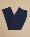 Navy Cotton High-Rise 5-pocket Trousers