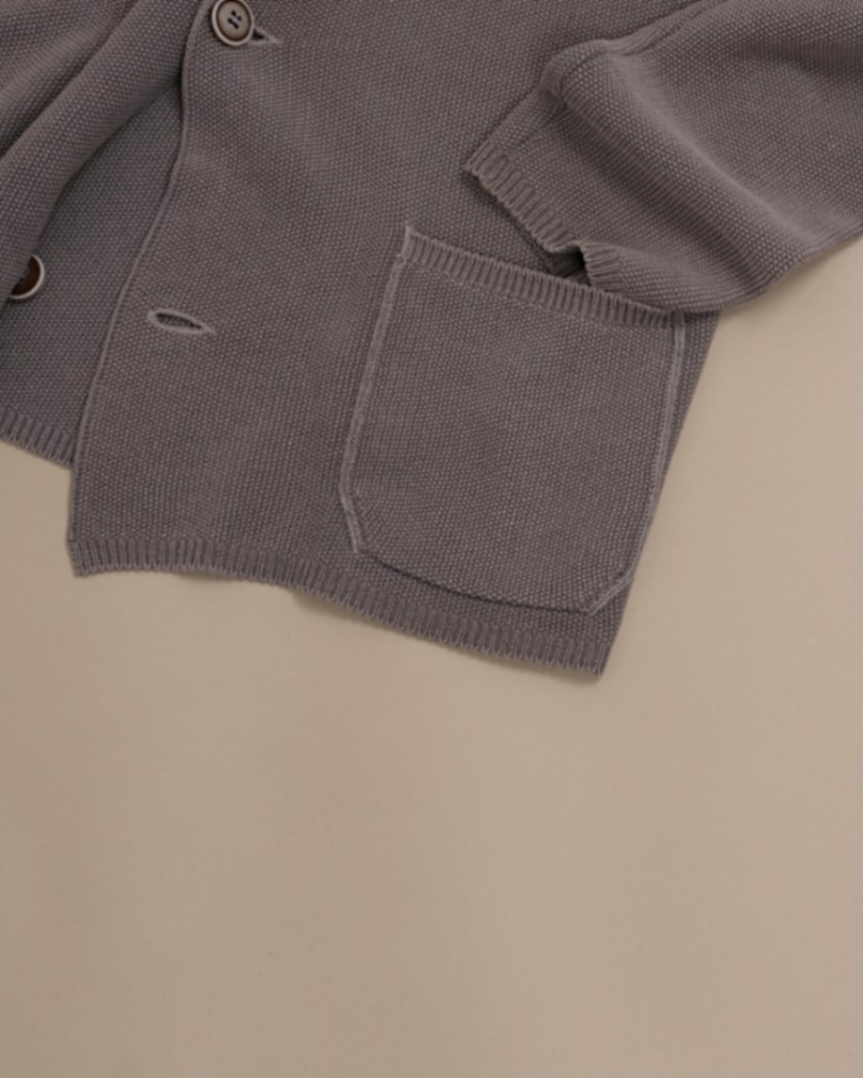 Mushroom Grey Cotton Cardigan Blazer