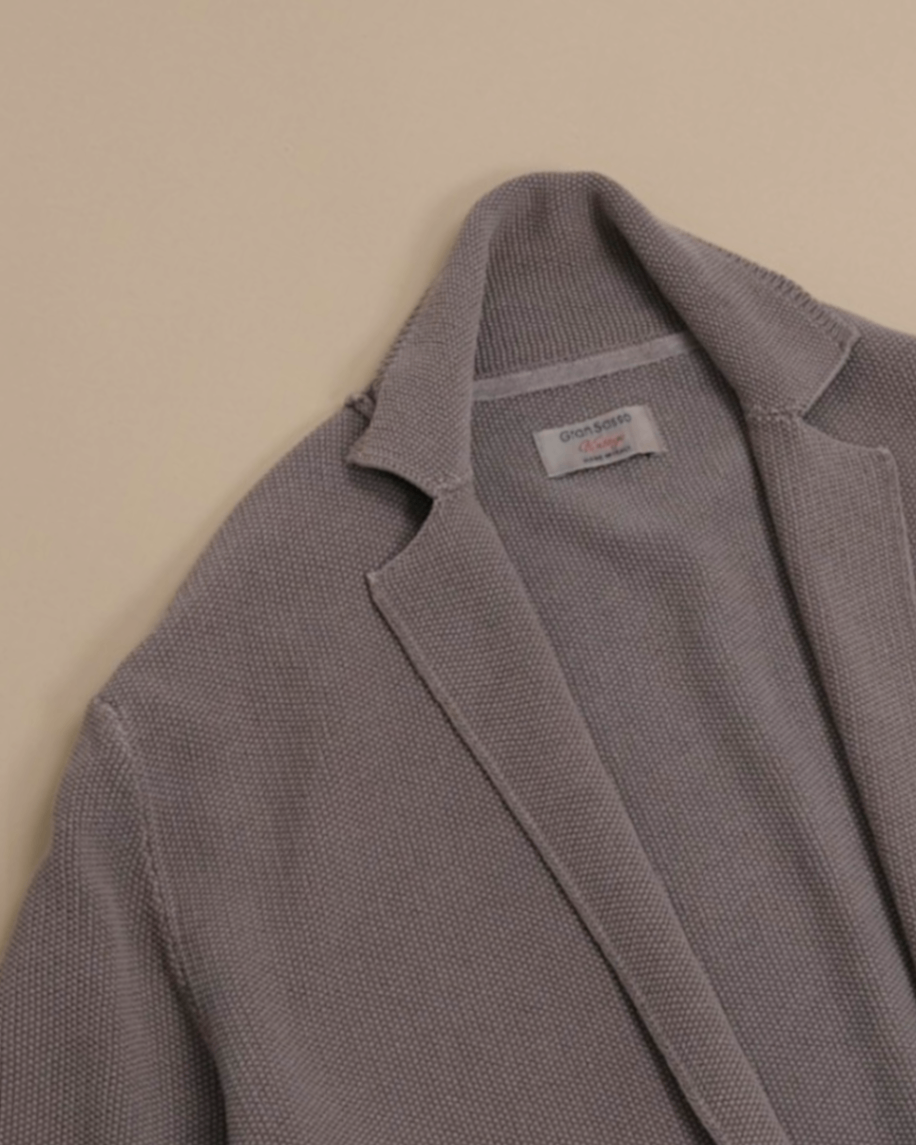 Mushroom Grey Cotton Cardigan Blazer