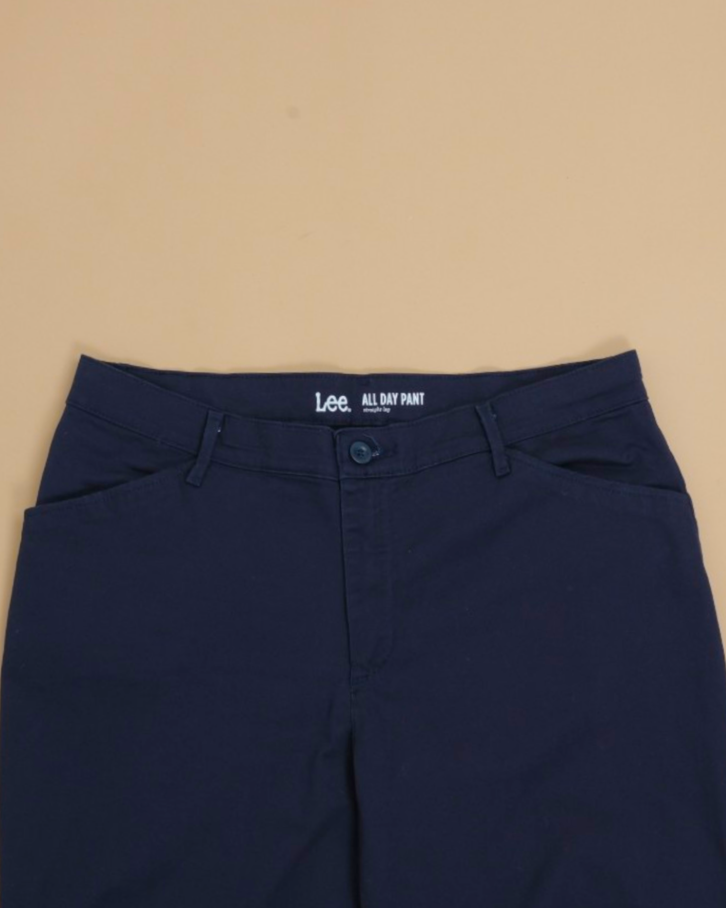 Navy Cotton High-Rise 5-pocket Trousers