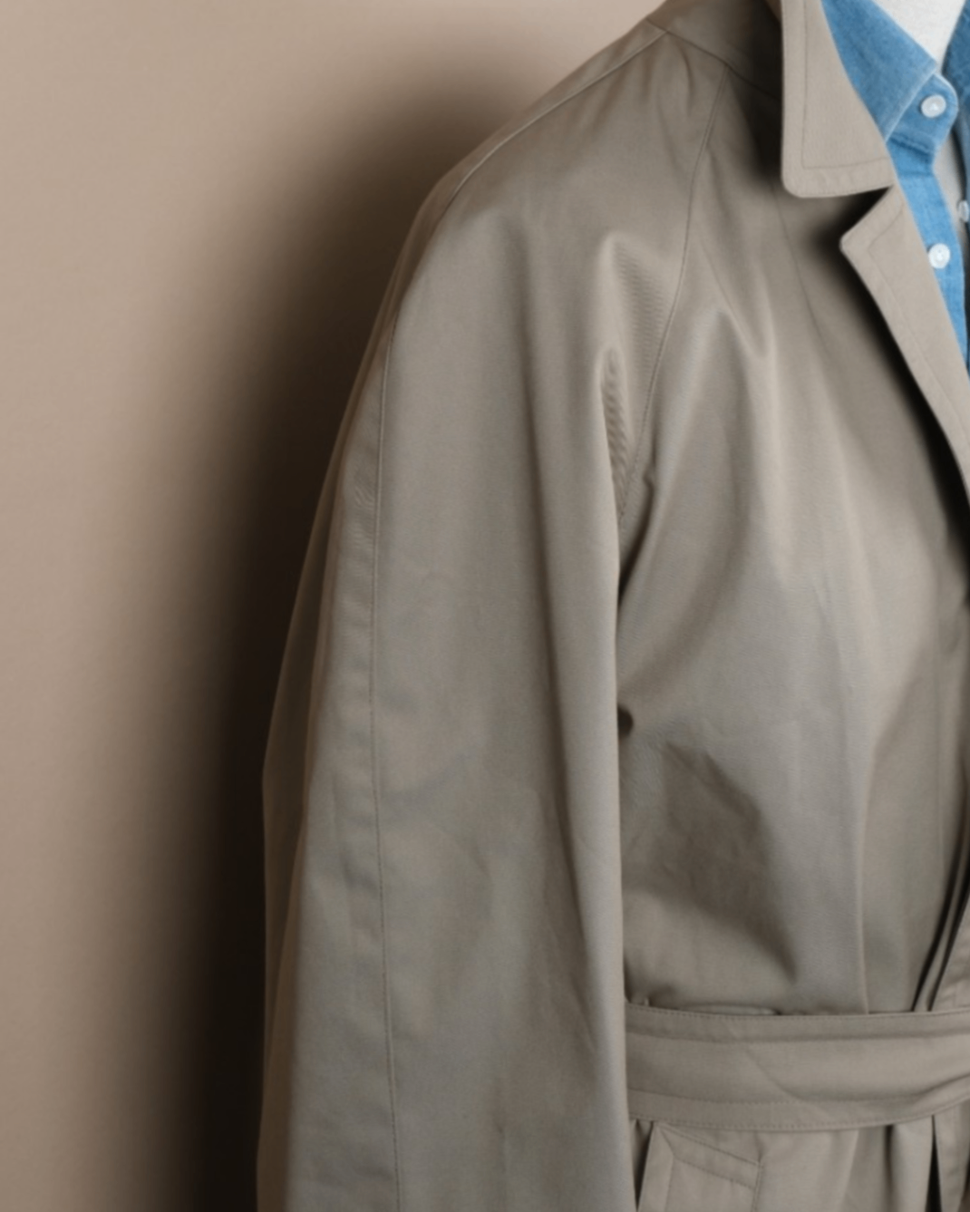 Beige Belted Raglan Coat