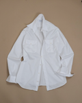 White Cotton Twill Patch Pocket Shirt