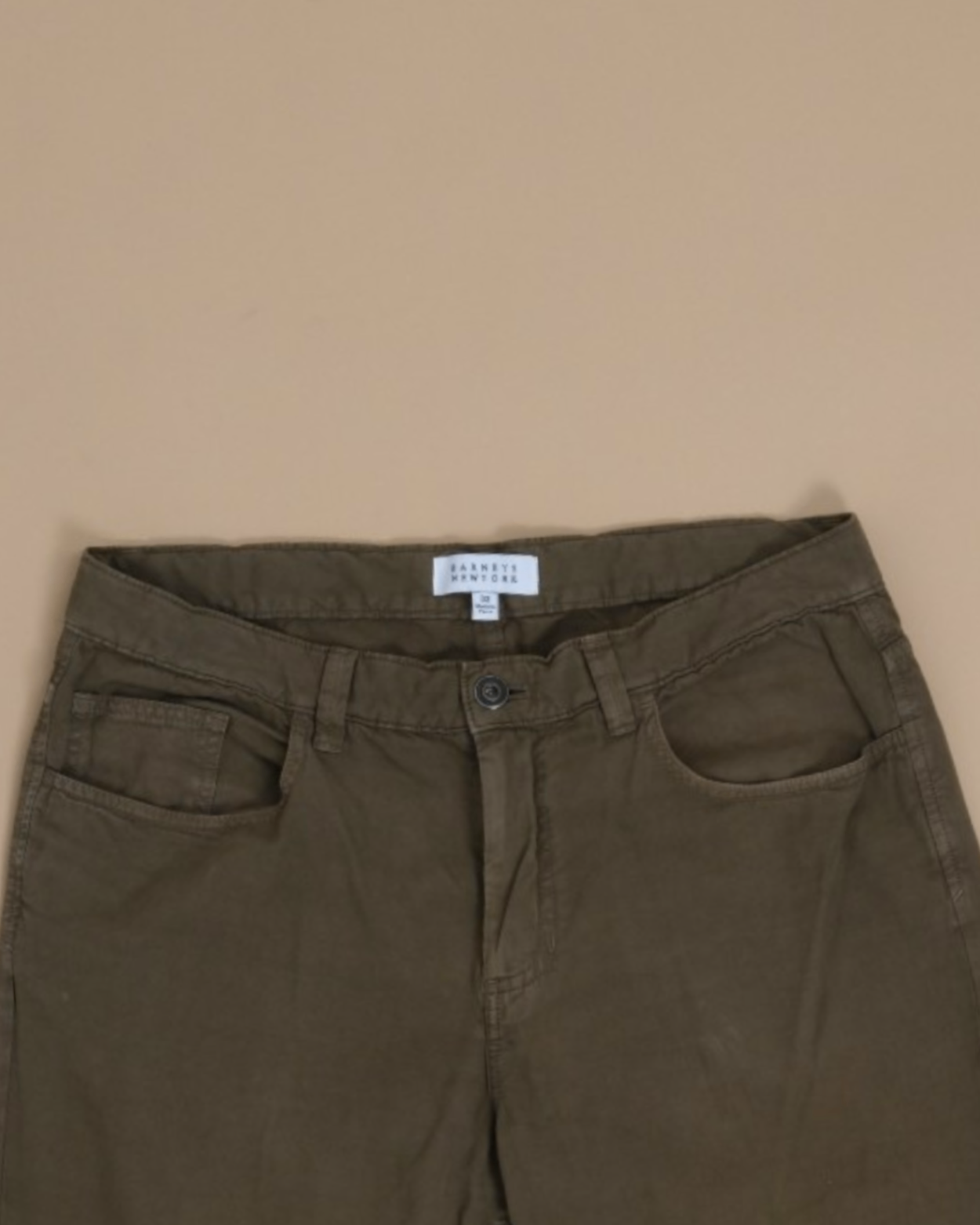 Army Green Cotton Twill 5-Pocket Trousers