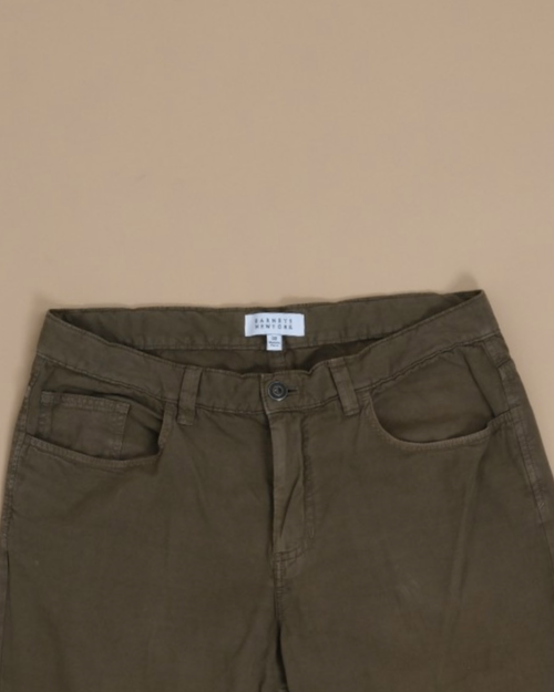 Army Green Cotton Twill 5-Pocket Trousers