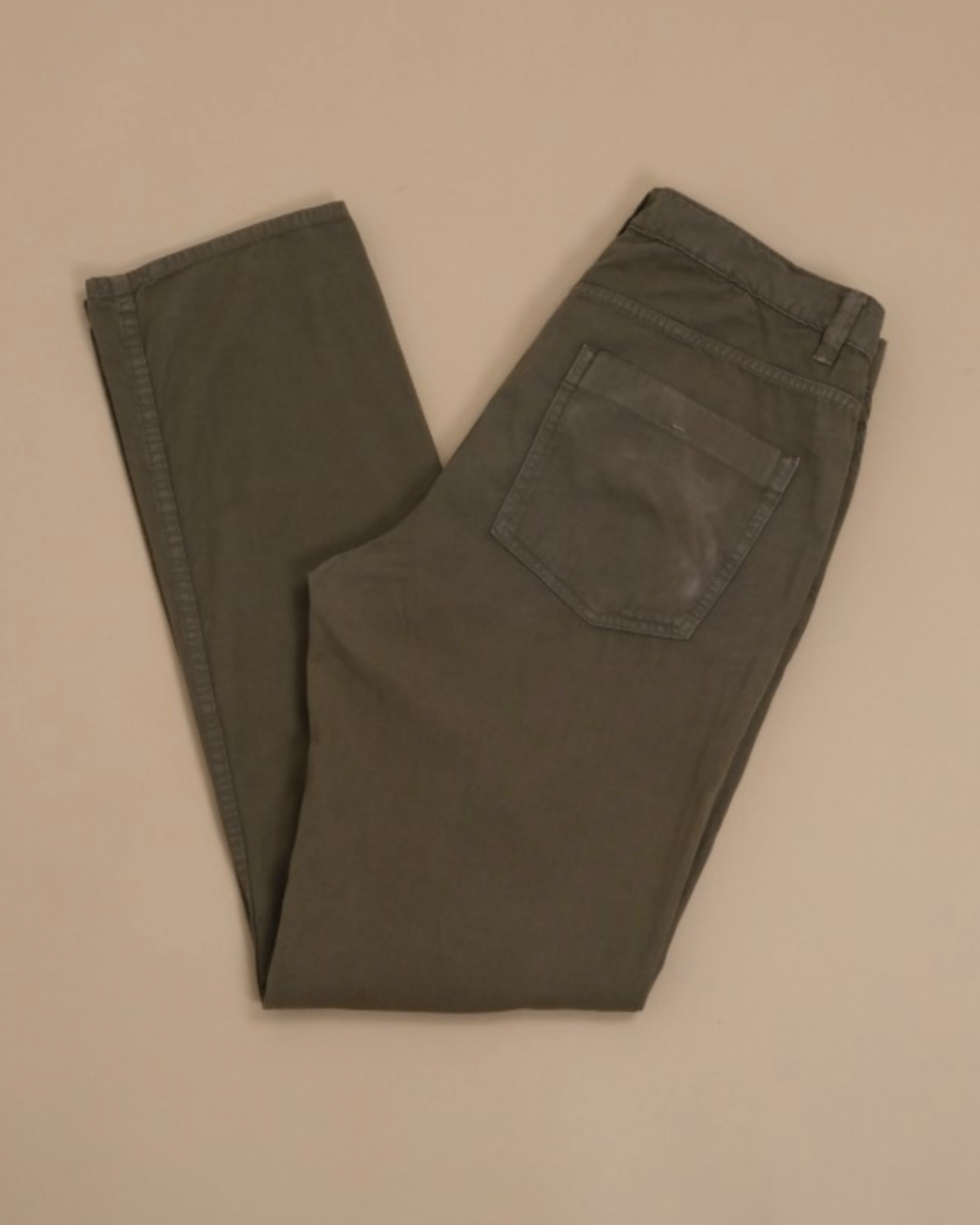 Army Green Cotton Twill 5-Pocket Trousers